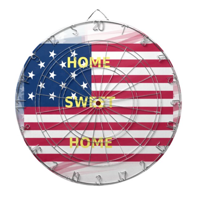 Skriv ut USA flagga "Home Sweet Home" Darttavla (Framsidan)