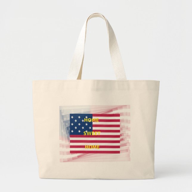 Skriv ut USA flagga "Home Sweet Home" Jumbo Tygkasse (Framsidan)