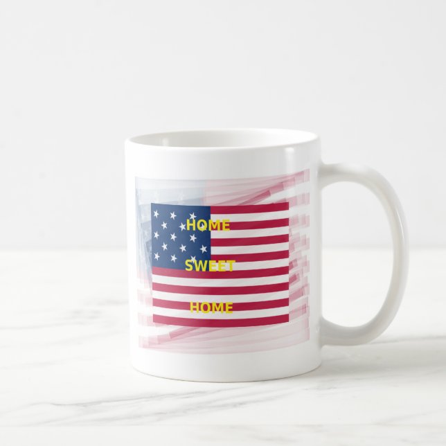 Skriv ut USA flagga "Home Sweet Home" Kaffemugg (Höger)