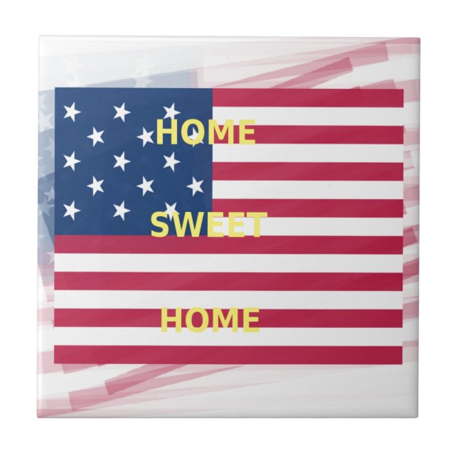 Skriv ut USA flagga "Home Sweet Home" Kakelplatta (Framsidan)