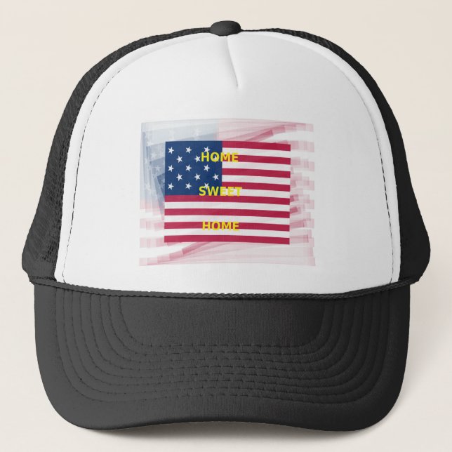 Skriv ut USA flagga "Home Sweet Home" Keps (Framsida)