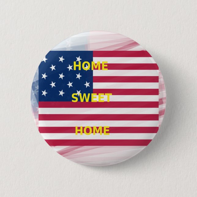 Skriv ut USA flagga "Home Sweet Home" Knapp (Framsida)