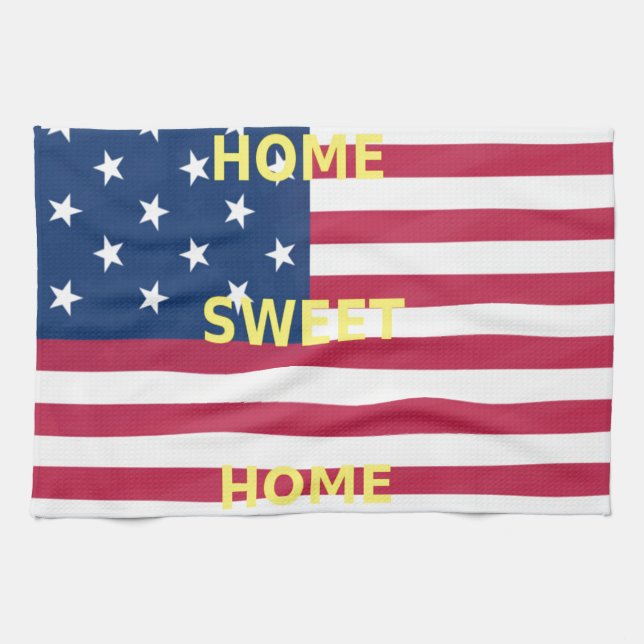 Skriv ut USA flagga "Home Sweet Home" Kökshandduk (Horisontell)