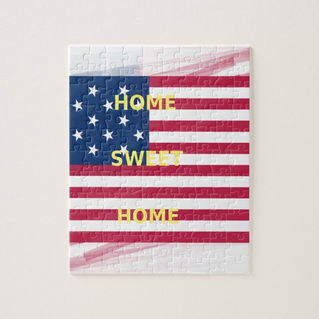 Skriv ut USA flagga "Home Sweet Home" Pussel (Vertikal)