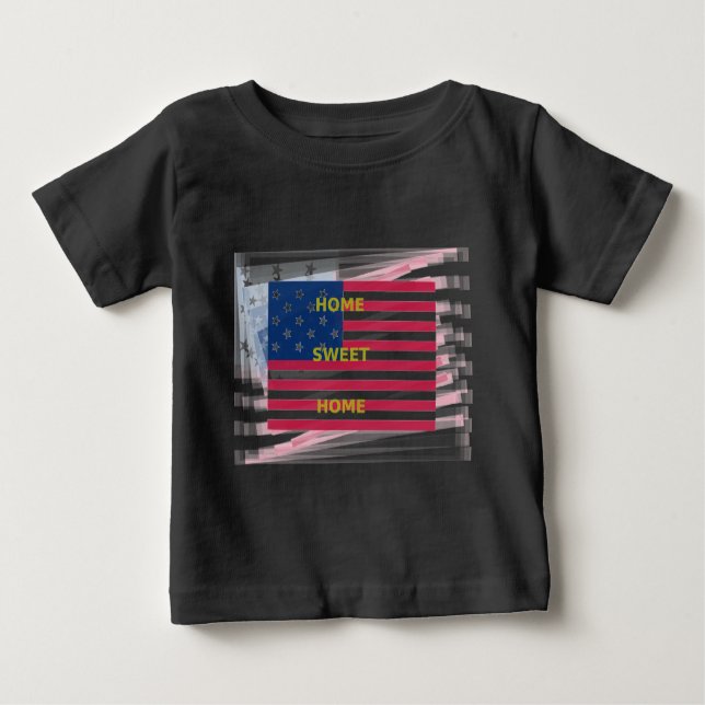 Skriv ut USA flagga "Home Sweet Home" Tee (Framsida)