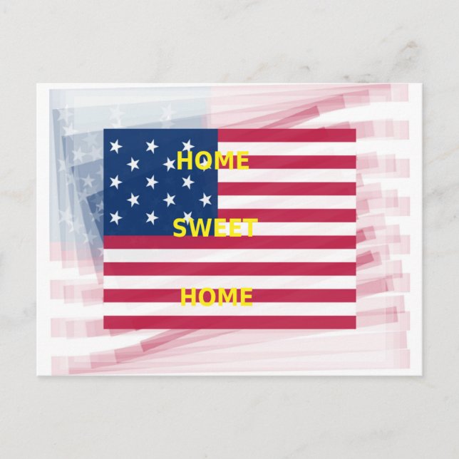 Skriv ut USA flagga "Home Sweet Home" Vykort (Framsida)