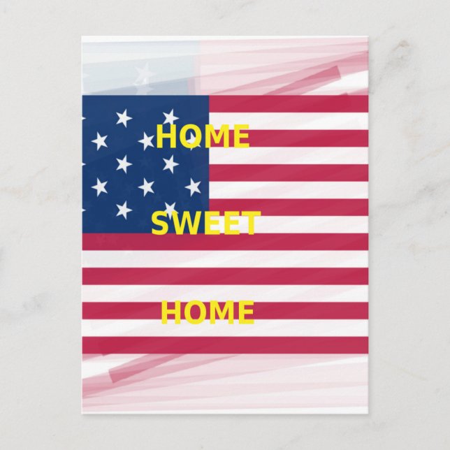 Skriv ut USA flagga "Home Sweet Home" Vykort (Framsida)