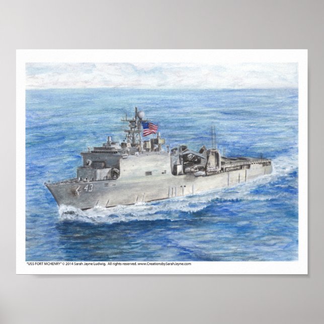 Skriv ut USS FORT MCHENRY Art Poster (Framsidan)