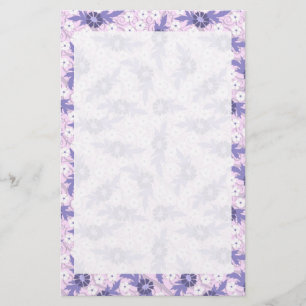 Skriv ut utskrift av Lavender Blåa blommor Gräns Brevpapper