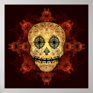 Skriv ut utskriften för Ornate Flame Sugar Skull Poster