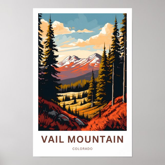 Skriv ut Vail Mountain Colorado Travel Poster (Framsidan)