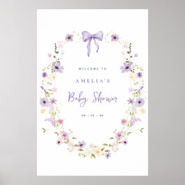 Skriv ut välkomstskylt för baby shower med rosett poster