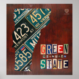 Skriv ut Vermont License Plate Karta Poster