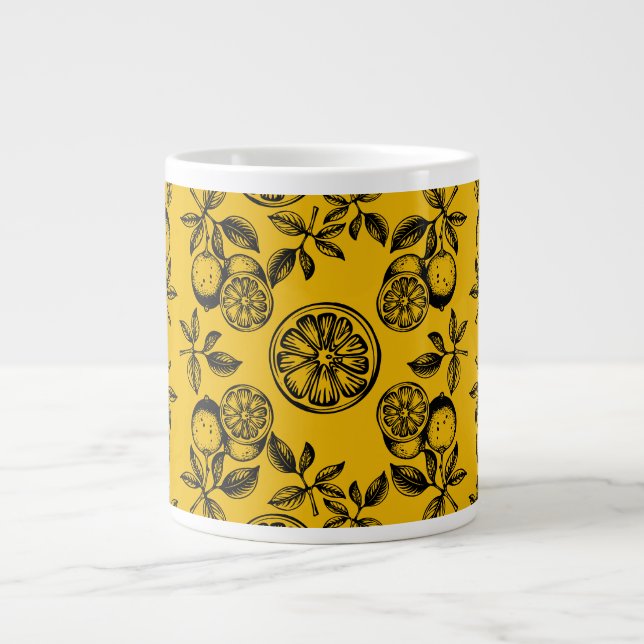 Skriv ut vintage av botaniska citrusfrukter jumbo mugg (Framsidan)