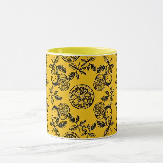 Skriv ut vintage av botaniska citrusfrukter mugg (Center)