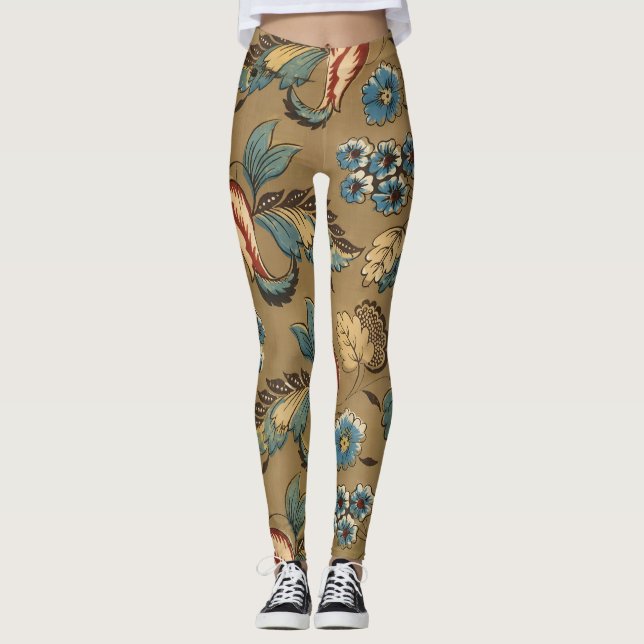 Skriv ut vintage Blommigt Leggings (Framsida)