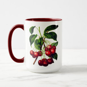 Skriv ut vintage botaniska körsbär mugg