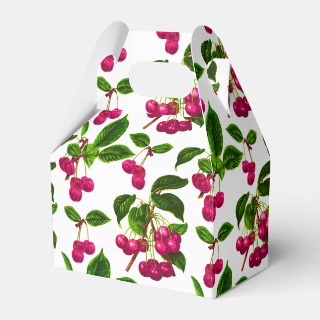 Skriv ut vintage Botaniskt Fuchsia Rosa Cherries Presentaskar (Framsidan Sidan)