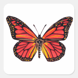 Skriv ut vintage Butterfly Fyrkantigt Klistermärke