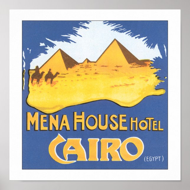 Skriv ut vintage Cairo Egypten Hotel Travel Poster (Framsidan)