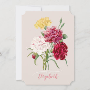 Skriv ut vintage Carnation Flowers Inbjudningar