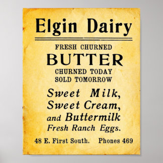 Skriv ut vintage Elgin Dairy Fresh Butter Poster