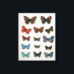 Skriv ut vintage European Butterflies Art Print Canvastryck<br><div class="desc">Ett kollage med fjorton vintage-fjäril-illustrationer i blåsor och orangar.</div>
