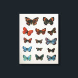 Skriv ut vintage European Butterflies Art Print Canvastryck<br><div class="desc">Ett kollage med fjorton vintage-fjäril-illustrationer i blåsor och orangar.</div>