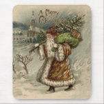 Skriv ut vintage Jultomten Art Julgran Musmatta<br><div class="desc">Vintage Jultomten som bär på ett Crhistmas Träd är ett provtryck på ett provexemplar av Victorian Julkort.</div>