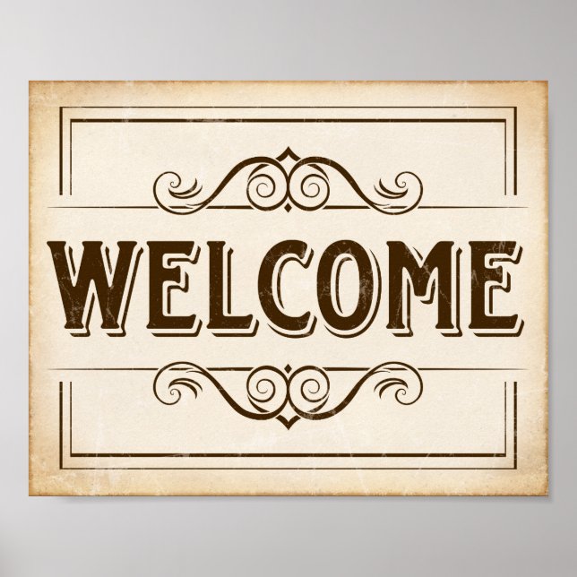 Skriv ut vintage Party WELCOME-signatur Poster (Framsidan)
