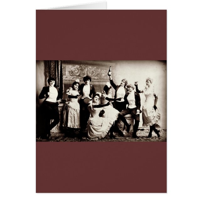 Skriv ut Vintagen Party Girls Hälsningskort (Framsidan)