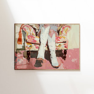 Skriv ut Vintagen Retro för målning av Cowgirl Boo Poster