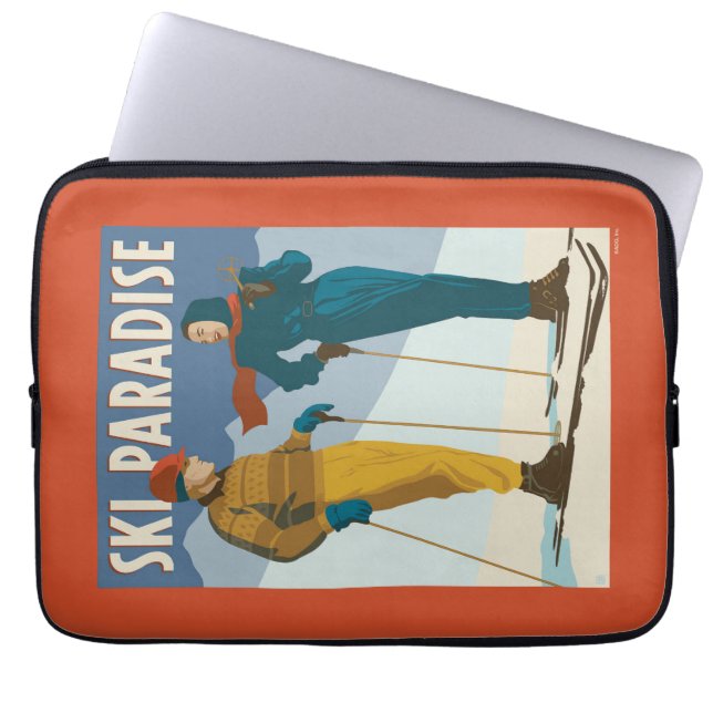 Skriv ut Vintagen Ski Paradise Laptop Fodral (Framsidan)