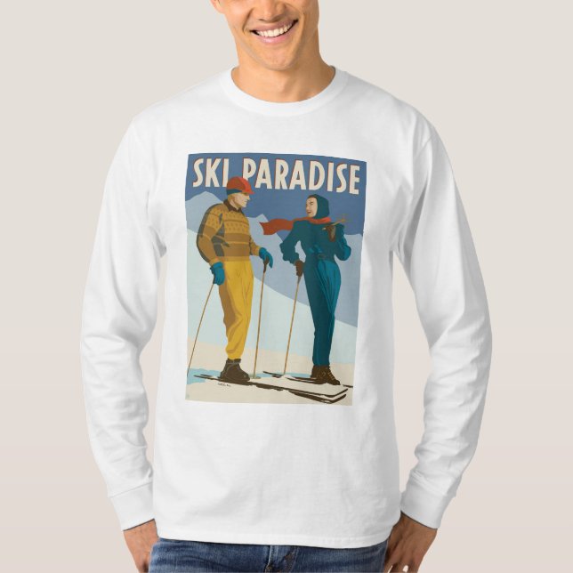 Skriv ut Vintagen Ski Paradise T Shirt (Framsida)