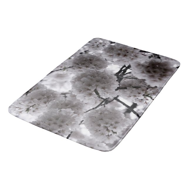 Skriv ut vit Blommigt Badrumsmatta (Vinklad)