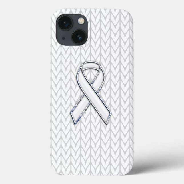 Skriv ut vit Chevrons Sticka Ribbon Awareness Skri (Baksida)