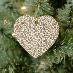 Skriv ut vit Guld Glam Glitter Glitz Leopard Julgransprydnad Keramik