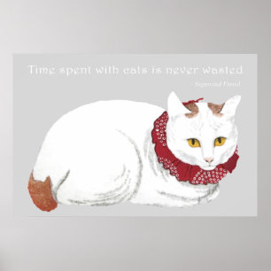 Skriv ut vit katt Poster utskrift