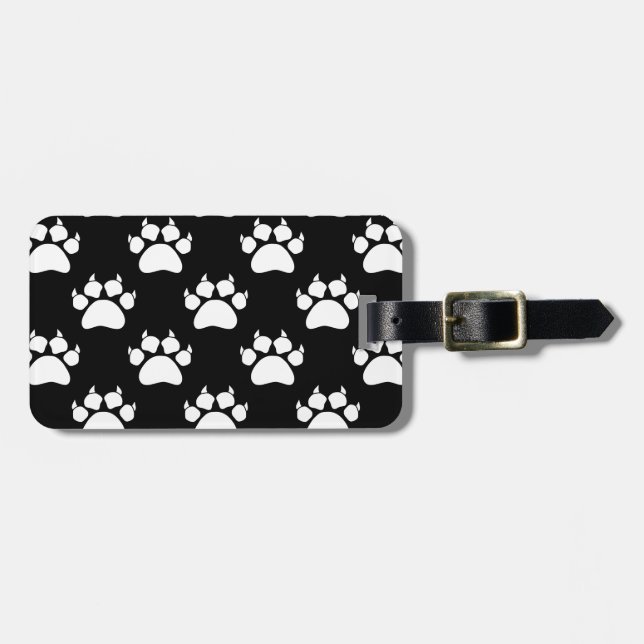 Skriv ut vit katt Tass och Klo Mönster Bagagebricka (Horisontell Framsida)