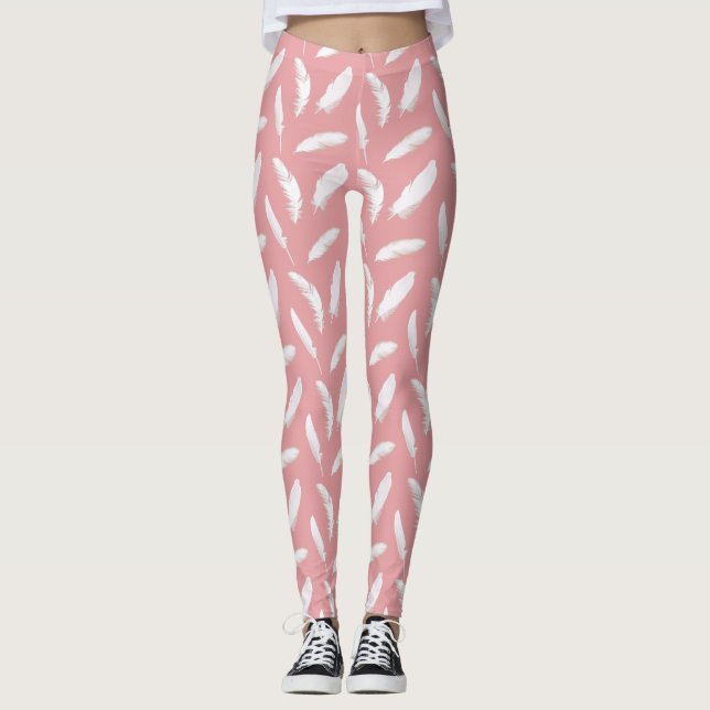 Skriv ut vit ludd på Snäckans Rosa Leggings (Framsida)
