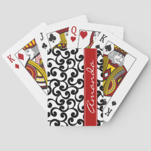Skriv ut vit och Ebony Monogrammed Inslag Casinokort