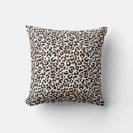 Skriv ut vit persikofärgad svart leopard           kudde