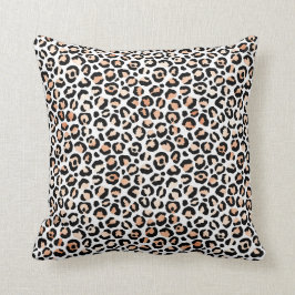 Skriv ut vit persikofärgad svart leopard kudde
