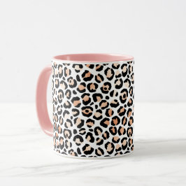 Skriv ut vit persikofärgad svart leopard mugg