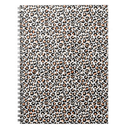 Skriv ut vit persikosvart leopard anteckningsbok