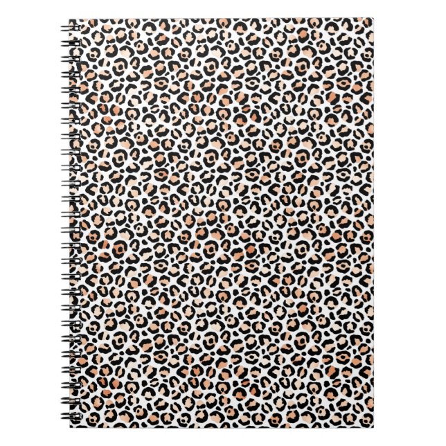 Skriv ut vit persikosvart leopard anteckningsbok (Framsidan)