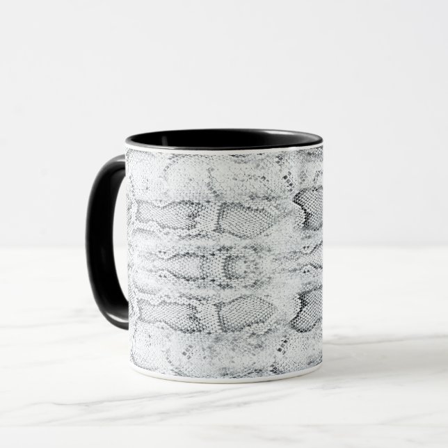 Skriv ut vit Python Snake Skin Mugg (Framsida vänster)
