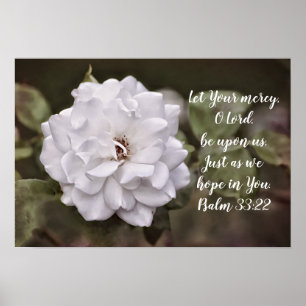 Skriv ut vit ros Hope Scripture Art Poster