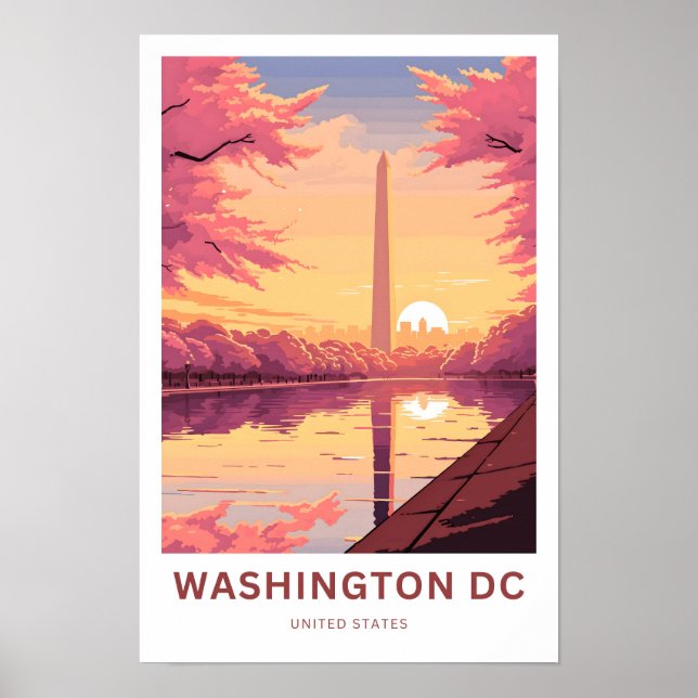 Skriv ut Washington DC United Stater Travel Poster (Framsidan)