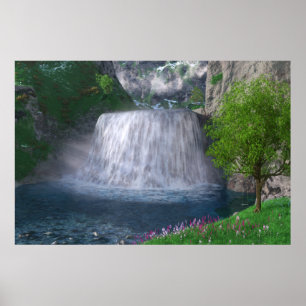 Skriv ut Waterfall för kö Poster